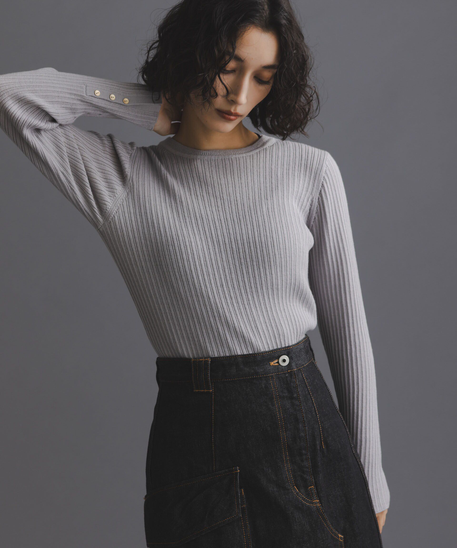 nano･universe「毛玉レスニットクルーネックリブプルオーバー」|ニット・セーター|