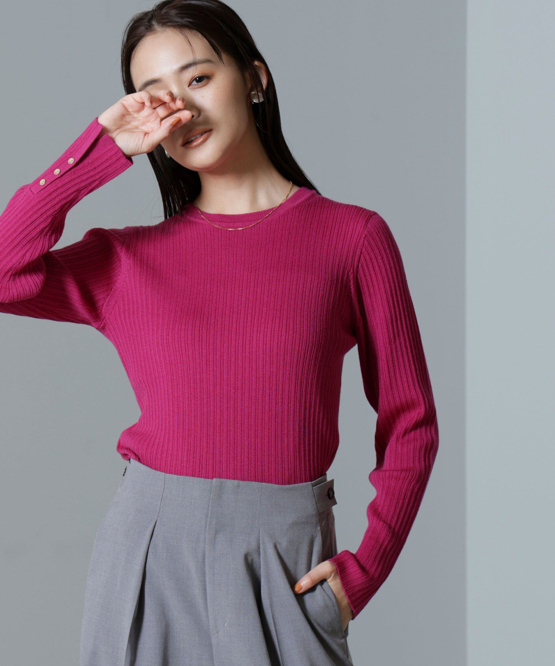 nano･universe「毛玉レスニットクルーネックリブプルオーバー」|ニット・セーター|