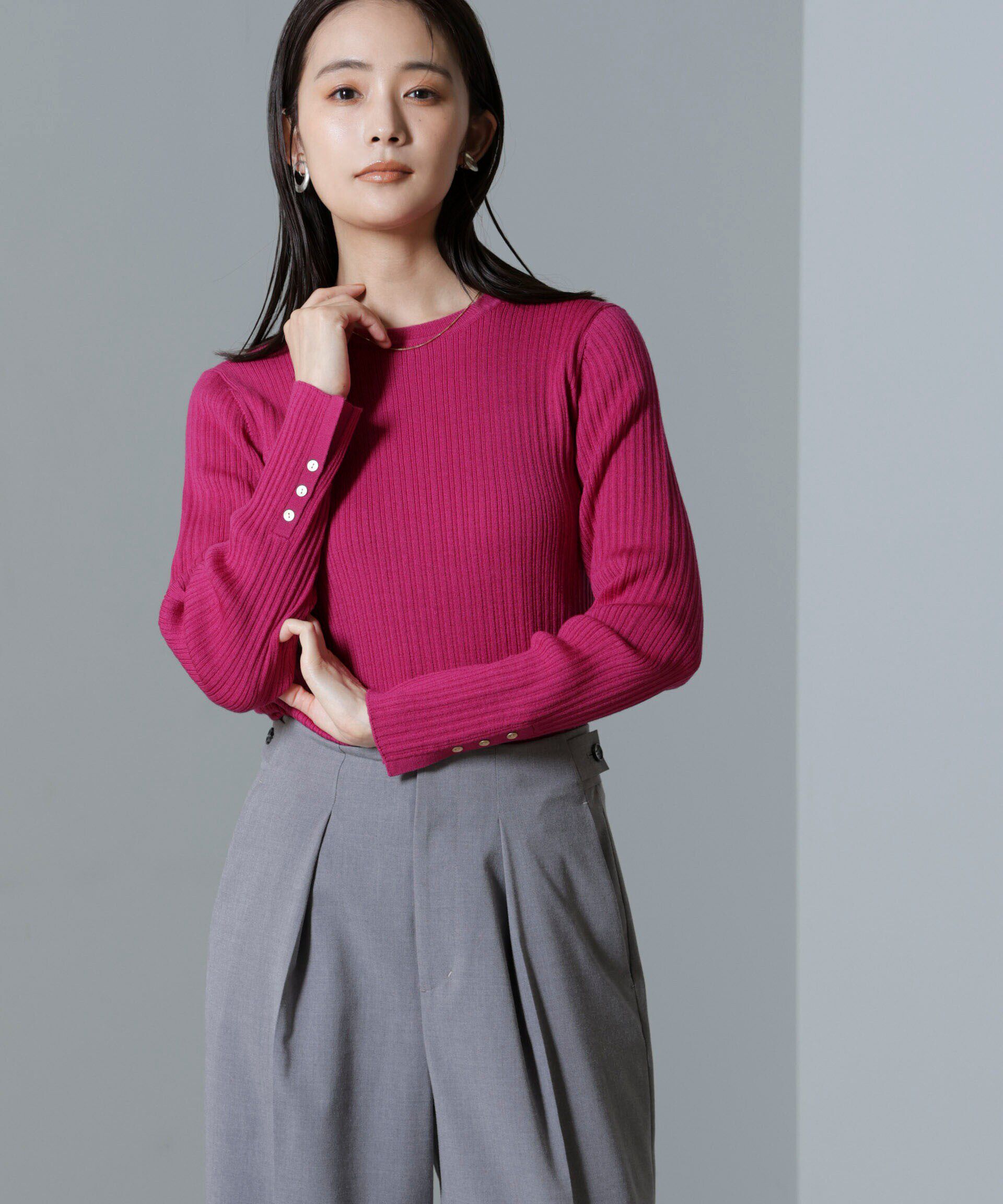 nano･universe「毛玉レスニットクルーネックリブプルオーバー」|ニット・セーター|