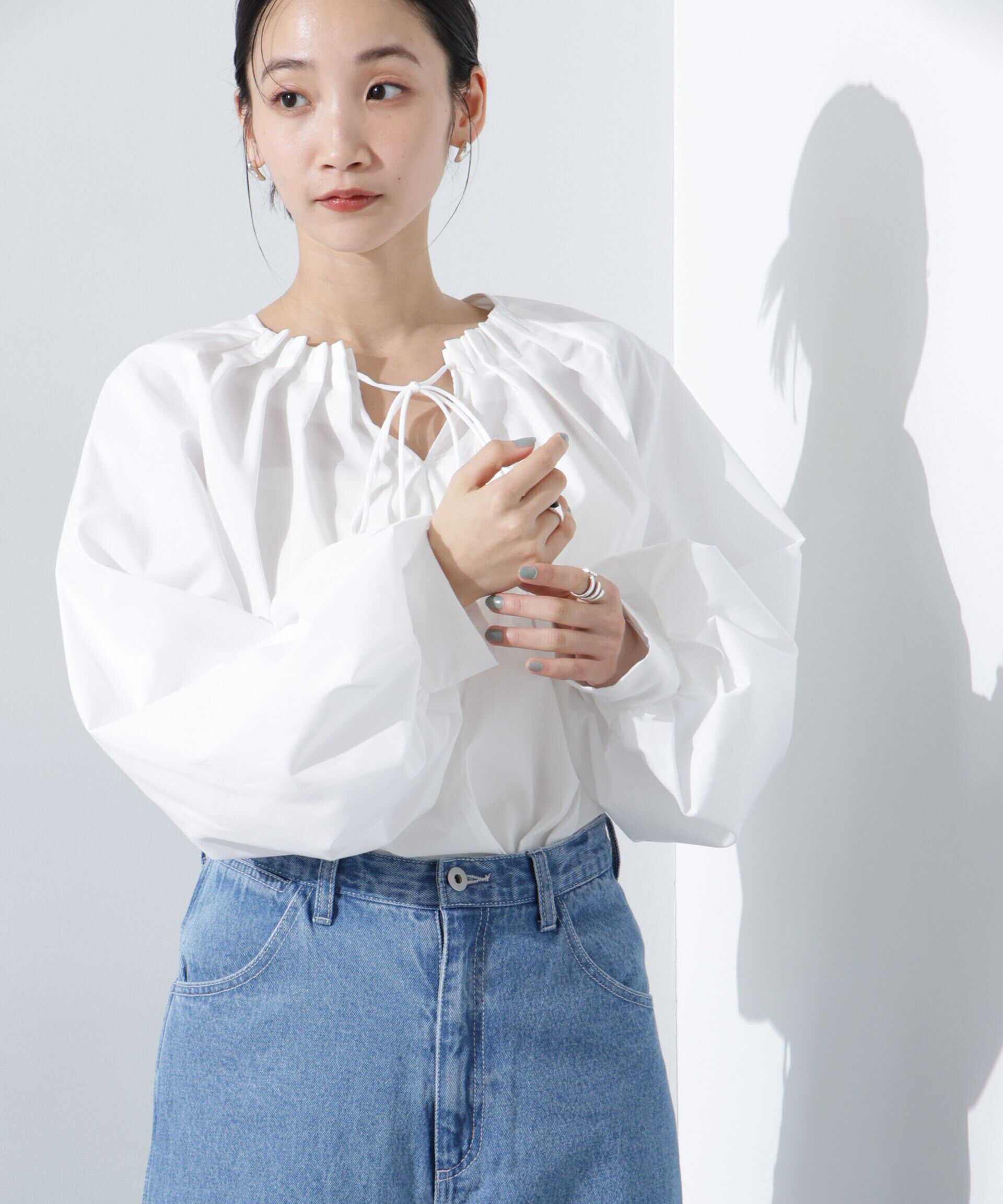nano･universe「ボリュームスリーブタックブラウス」|シャツ・ブラウス|