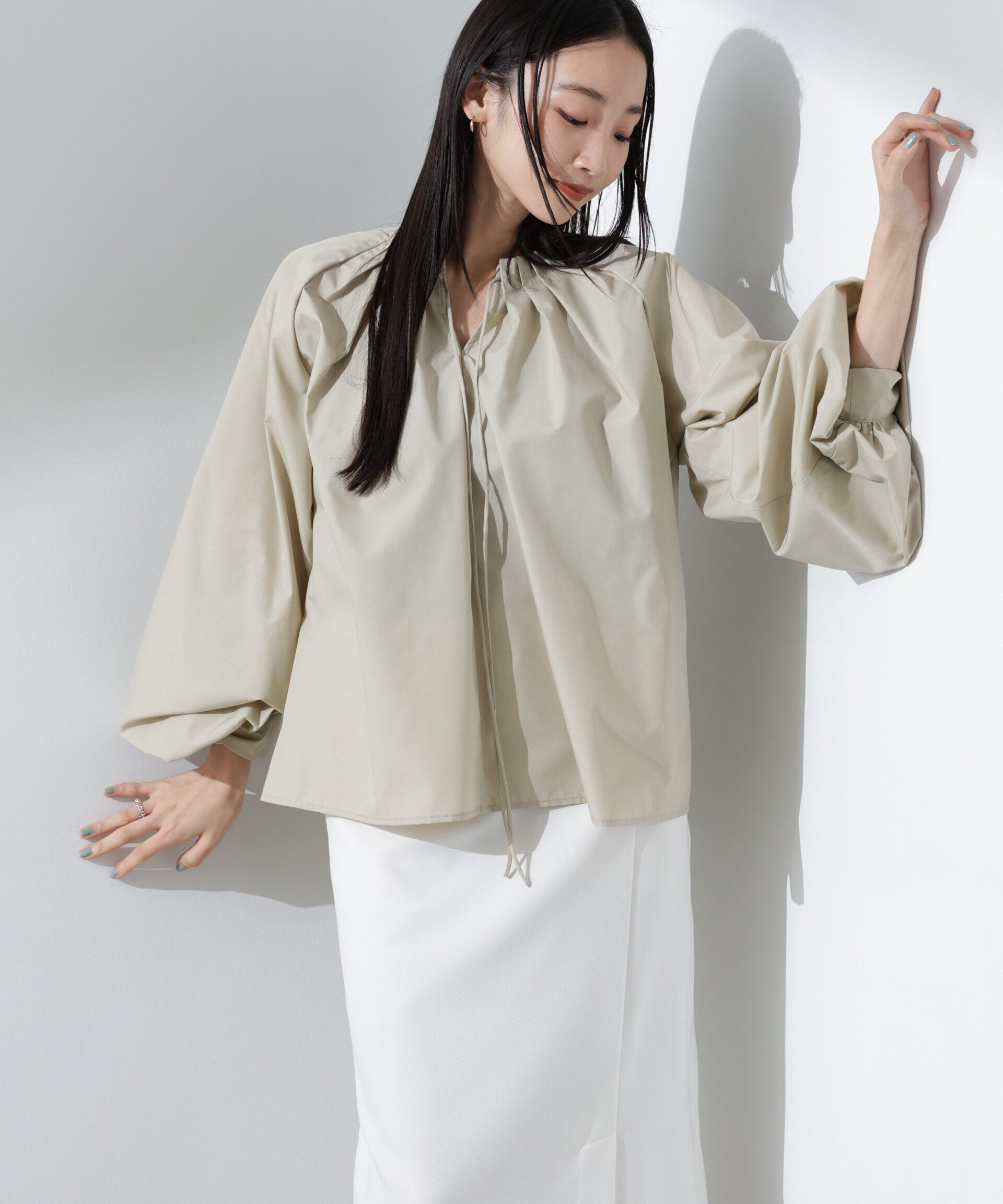 nano･universe「ボリュームスリーブタックブラウス」|シャツ・ブラウス|