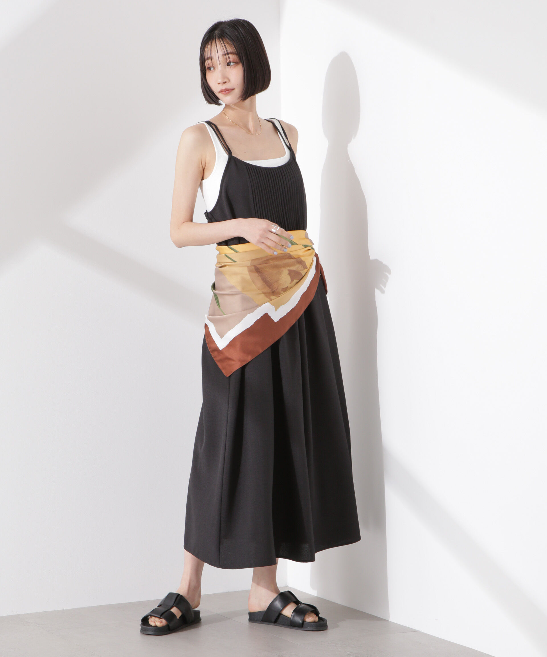 nano･universe「フロントピンタックキャミソールワンピース」|ワンピース|ブラック