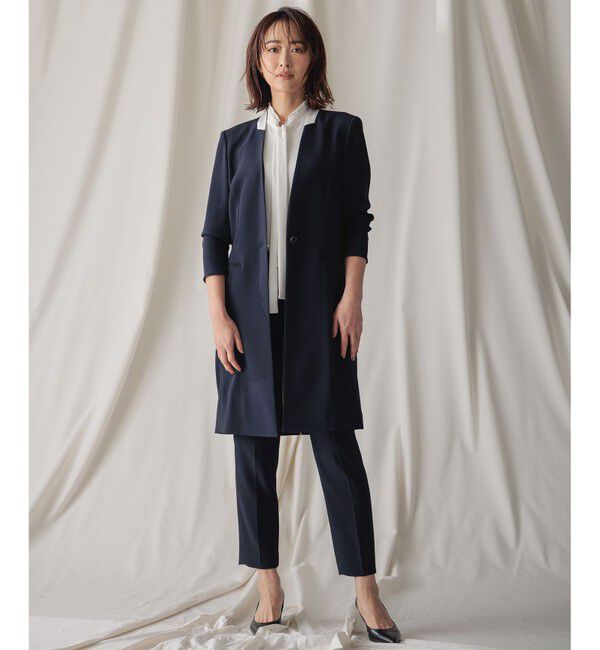 BEIGE,「CINDY / ノーカラーロングジャケット」|ノーカラージャケット|