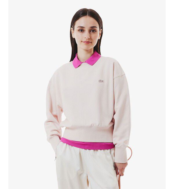 LACOSTE「クロップドクルーネックスウェット」|スウェット・ジャージ|ライトピンク