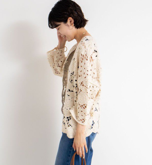 Rie Miller「《手洗い可能》レース刺繍7分袖ボレロ」|カーディガン|