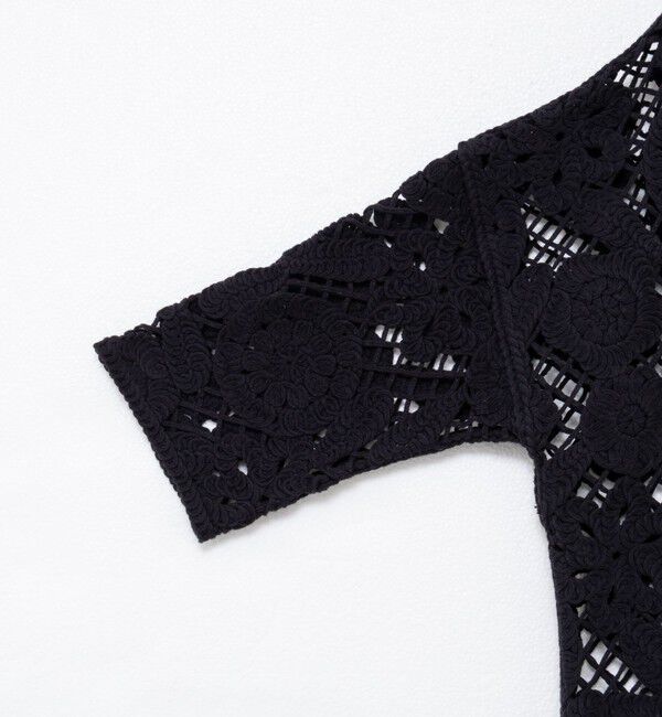 Rie Miller「《手洗い可能》レース刺繍7分袖ボレロ」|カーディガン|