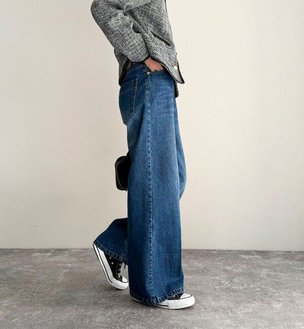 fredy emue「FRセンタープレスセミワイドデニムパンツ」|デニム|