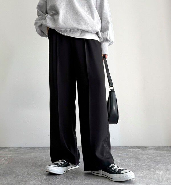 fredy emue「とろみツイルタックスラックス【レングス長め丈あり】」|スラックス|