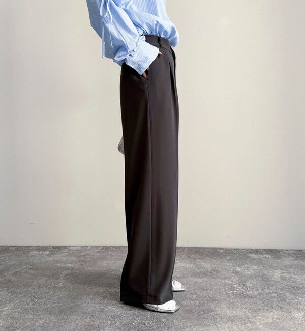 fredy emue「とろみツイルタックスラックス【レングス長め丈あり】」|スラックス|