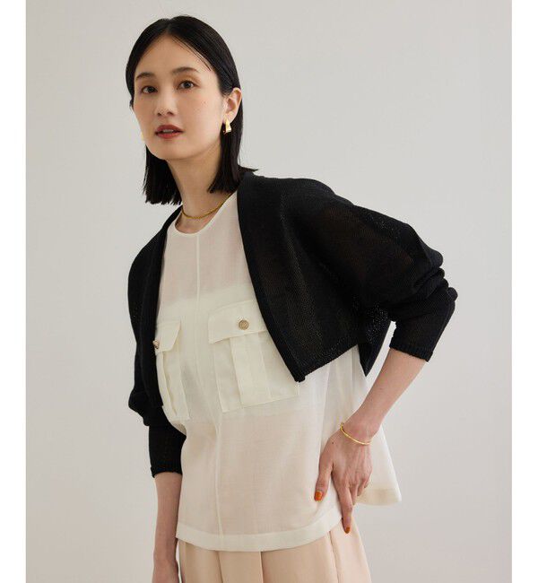 ROPE「ホールガーメント ボレロニットカーディガン」|ニット・セーター|ブラック(01)