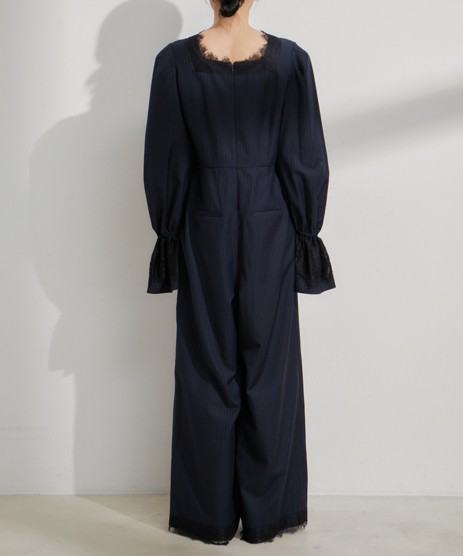 VIS「【VIS DRESS】ピンストライプレースオールインワン【洗える】」|オールインワン|