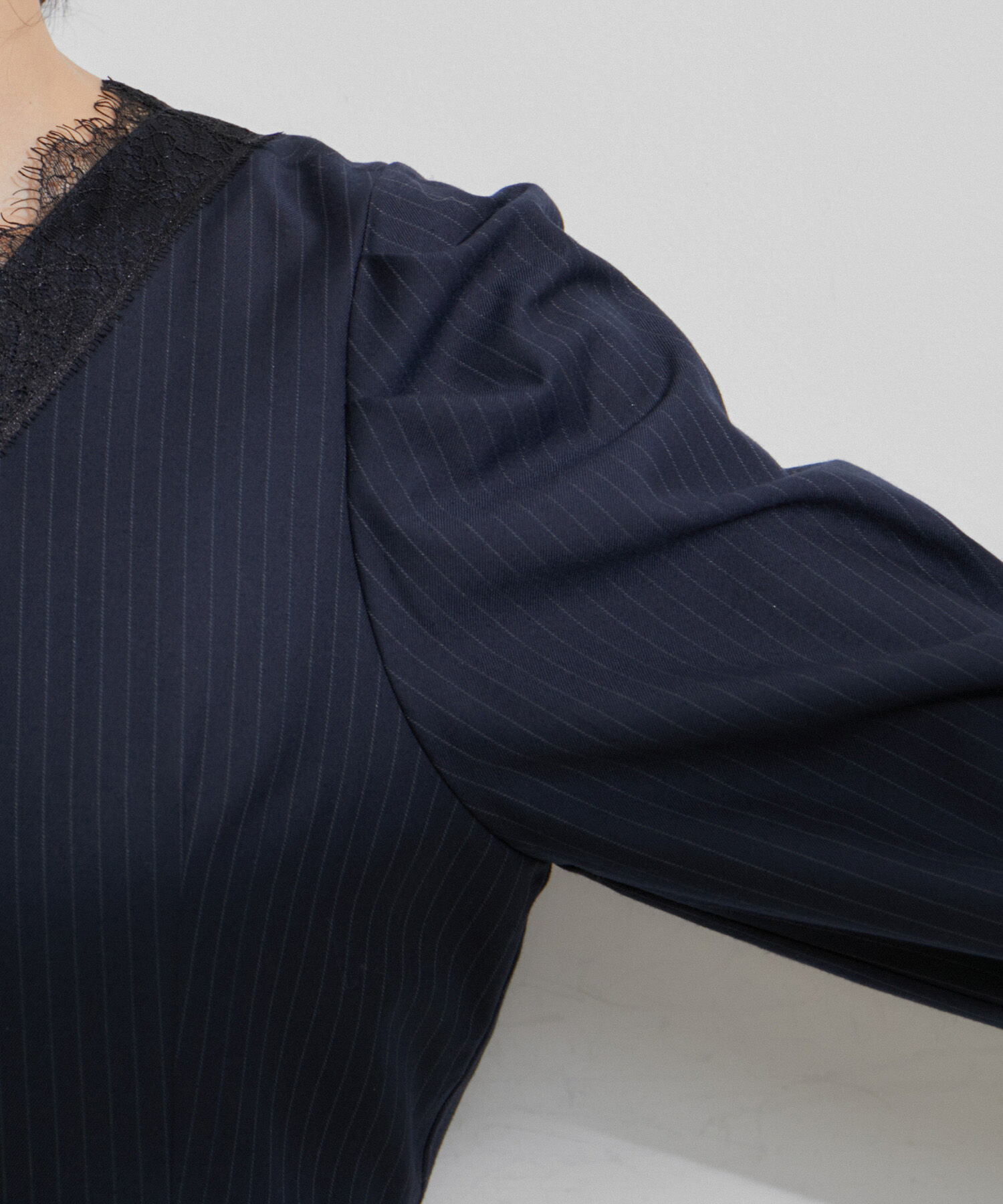 VIS「【VIS DRESS】ピンストライプレースオールインワン【洗える】」|オールインワン|