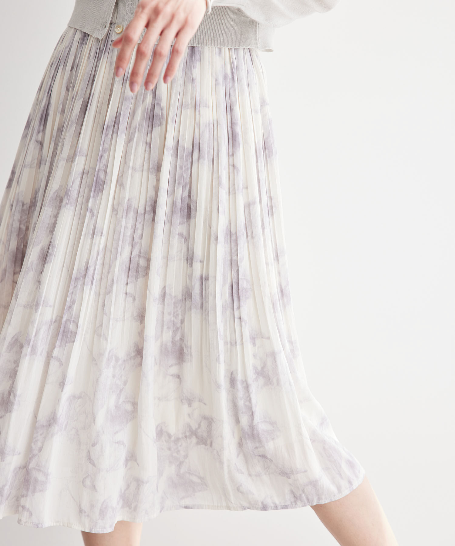 Rope&rsquo;Picnic「【新色追加】着丈が選べるエアリープリーツスカート」|スカート|パープル系(54)