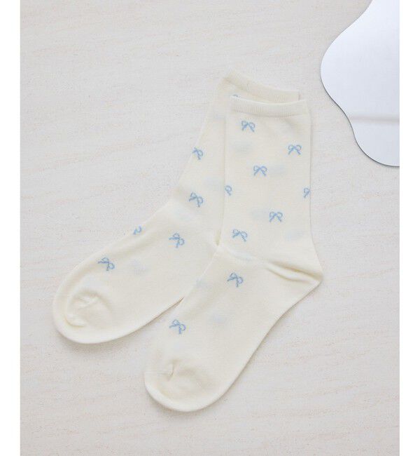 ROPE PICNIC PASSAGE「リボン柄クルーソックス」|ソックス|ブルーサブ