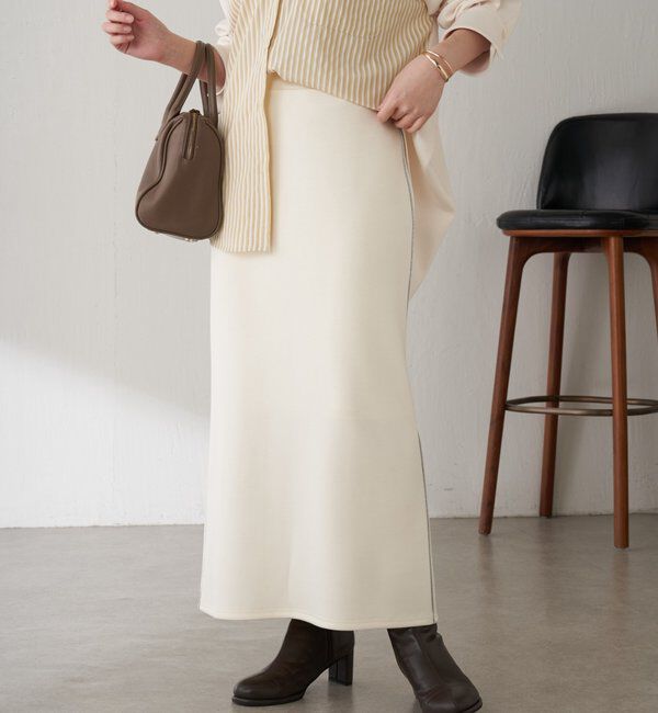  「【伸縮性◎】サイドラメダンボールタイトスカート/セレモニー」|スカート|オフホワイト