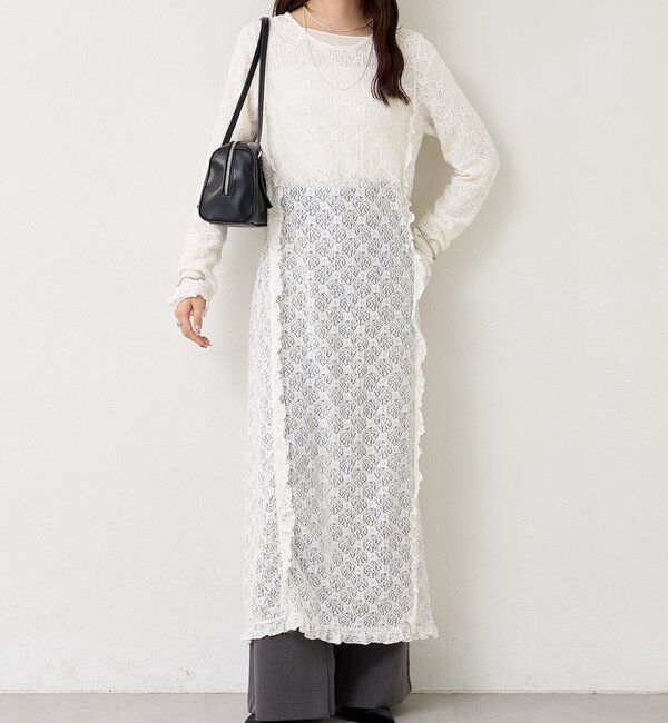  「カットレース切替ワンピース」|ワンピース|