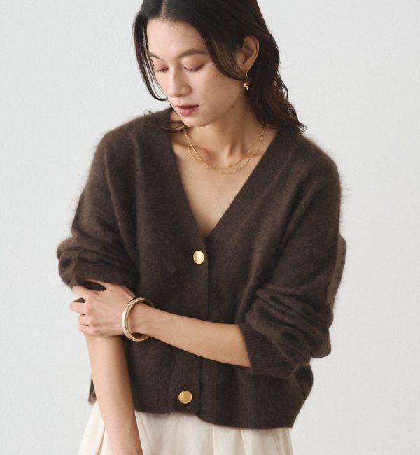  「シャギーショートニットカーディガン」|ニット・セーター|ブラウン