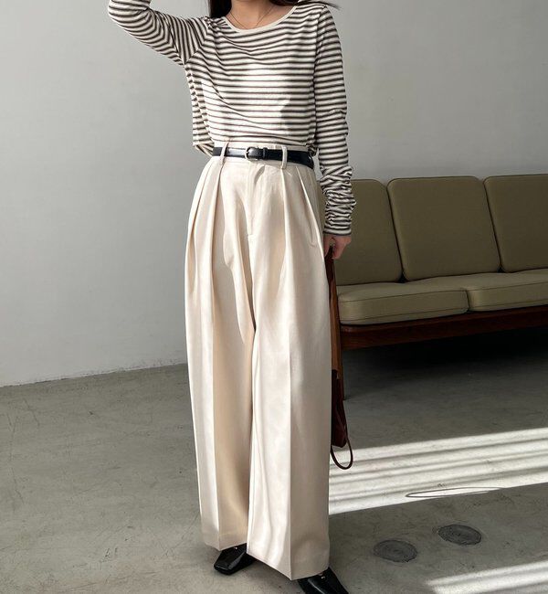  「バックUネッククロップボーダーTシャツ」|Tシャツ・カットソー|