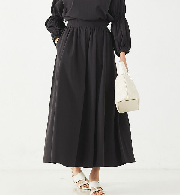 abahouse mavie「ナイロンストレッチロングスカート」|スカート|チャコールグレー