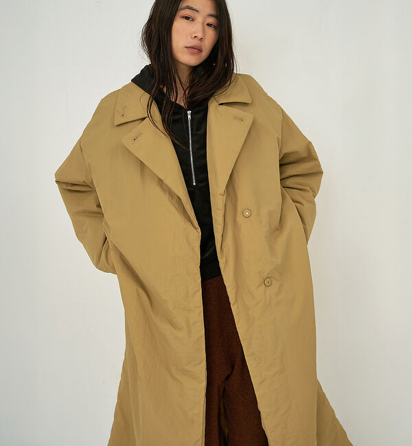 NOMINE「３WAYカラー中綿ロングコート」|ステンカラーコート|ベージュ