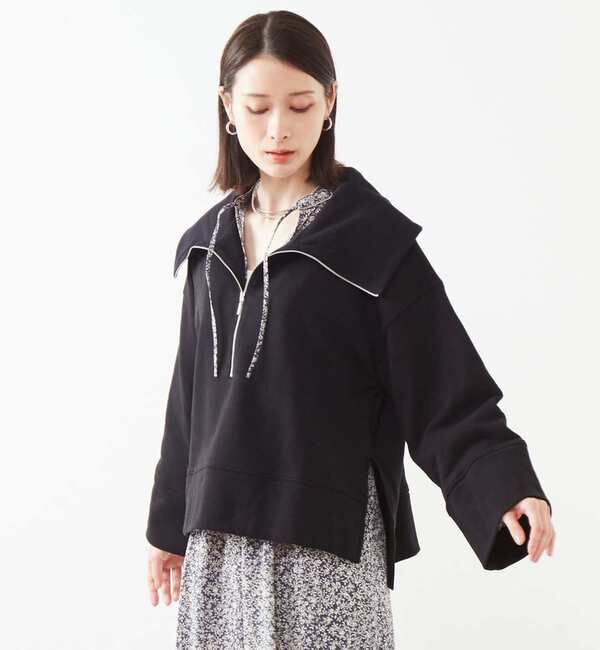 Soffitto「セーラーカラージップスウェット」|スウェット・ジャージ|ブラック