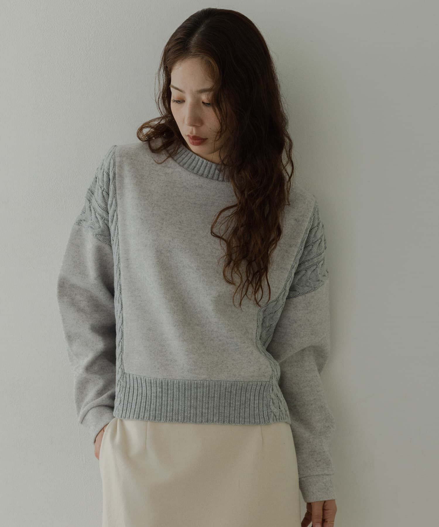 Sonny Label 「ケーブル切替メルトンジャージプルオーバー」|ニット・セーター|