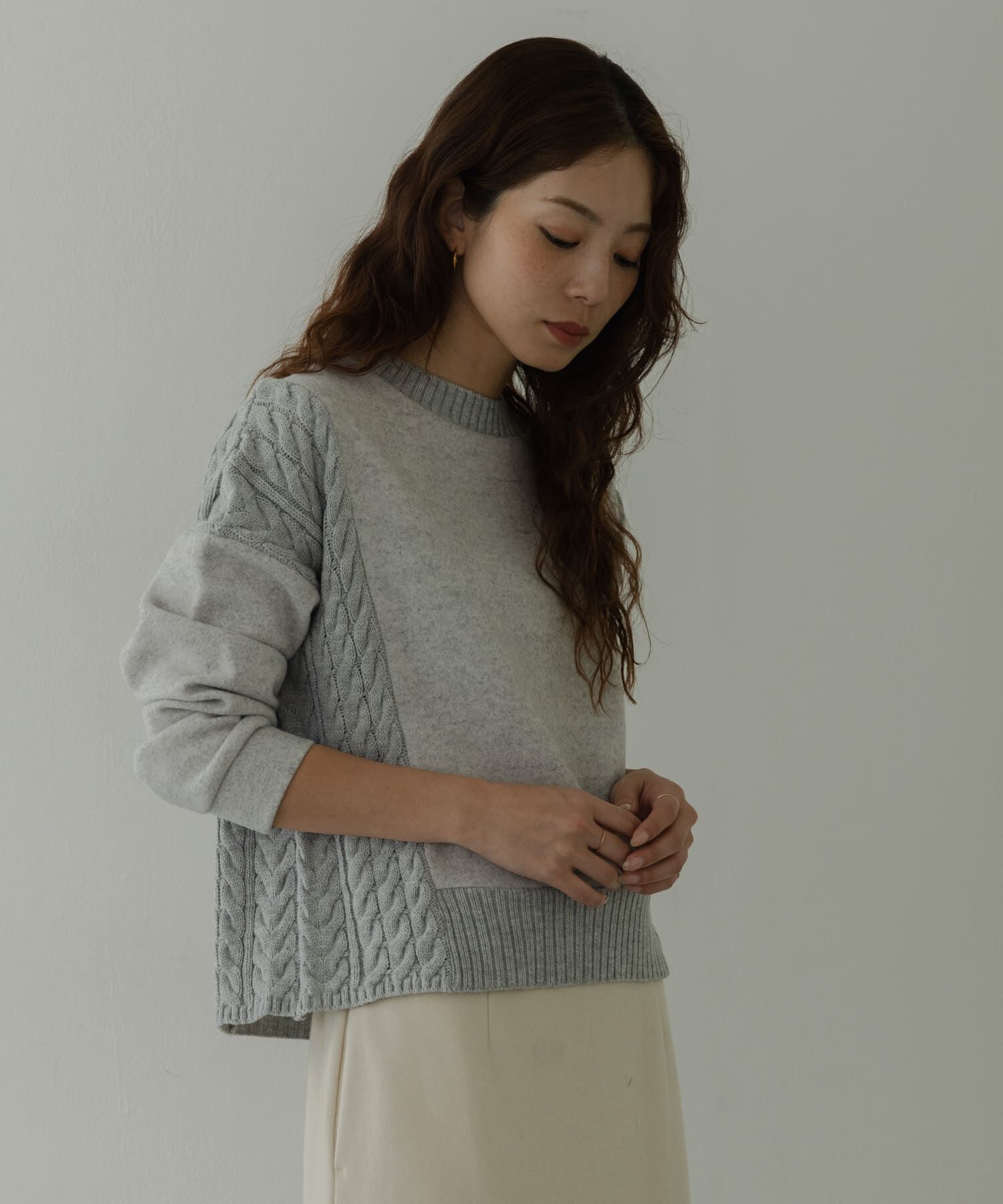 Sonny Label 「ケーブル切替メルトンジャージプルオーバー」|ニット・セーター|