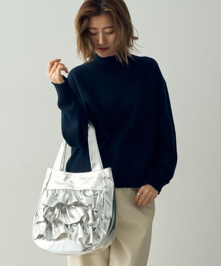 YECCA VECCA「【cache cache】PUフリルトート」|トートバッグ|Silver