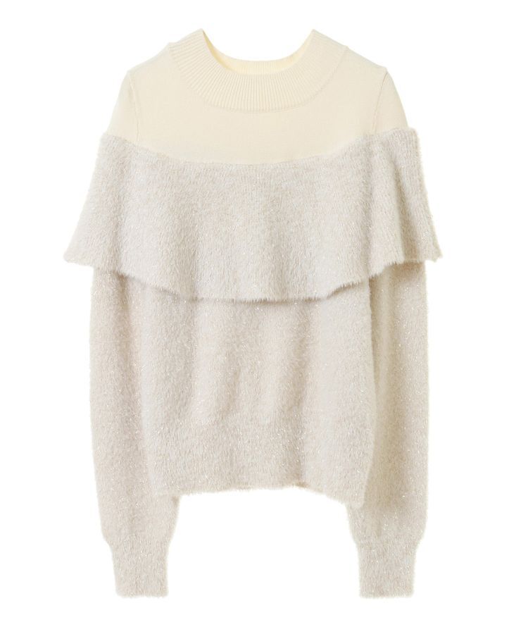 YECCA VECCA「ラメ混レイヤードデザインシャギーニット」|ニット・セーター|