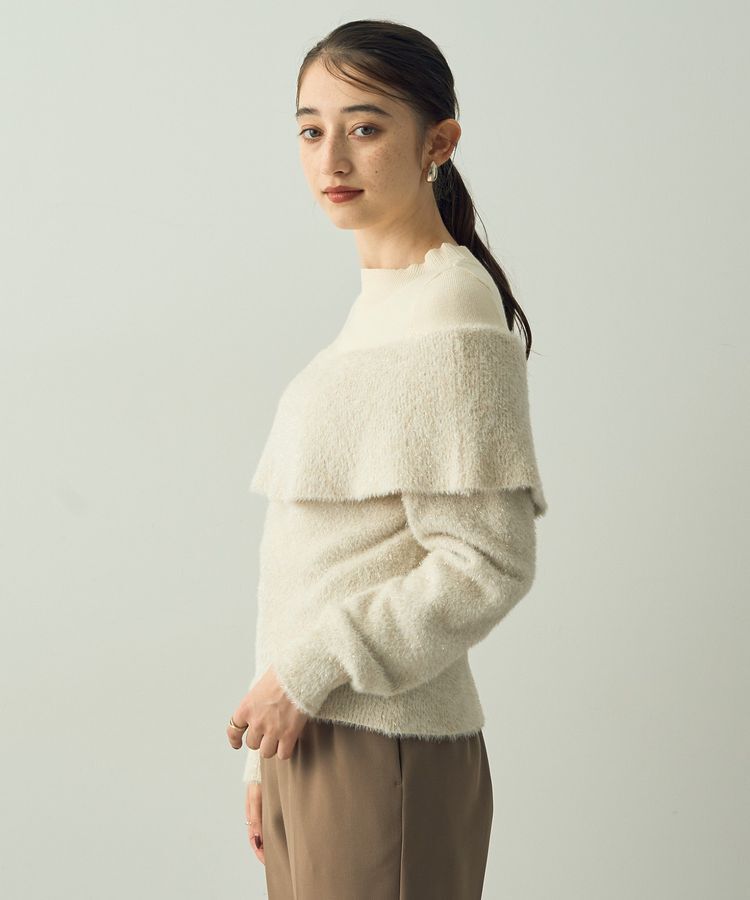 YECCA VECCA「ラメ混レイヤードデザインシャギーニット」|ニット・セーター|