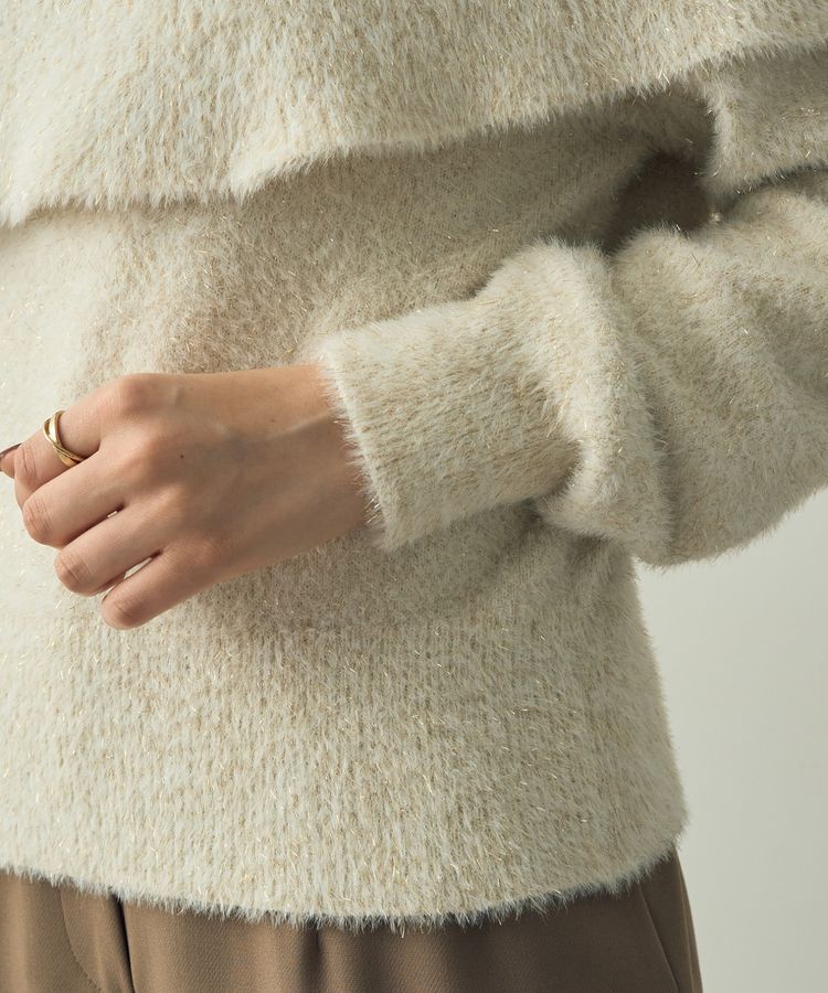 YECCA VECCA「ラメ混レイヤードデザインシャギーニット」|ニット・セーター|