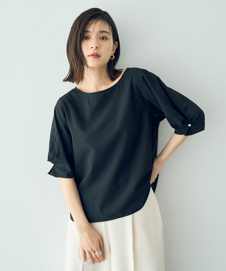 YECCA VECCA「タックパールスリーブサッカーブラウス」|シャツ・ブラウス|