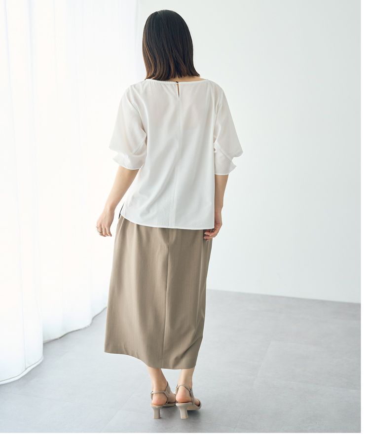 YECCA VECCA「タックパールスリーブサッカーブラウス」|シャツ・ブラウス|