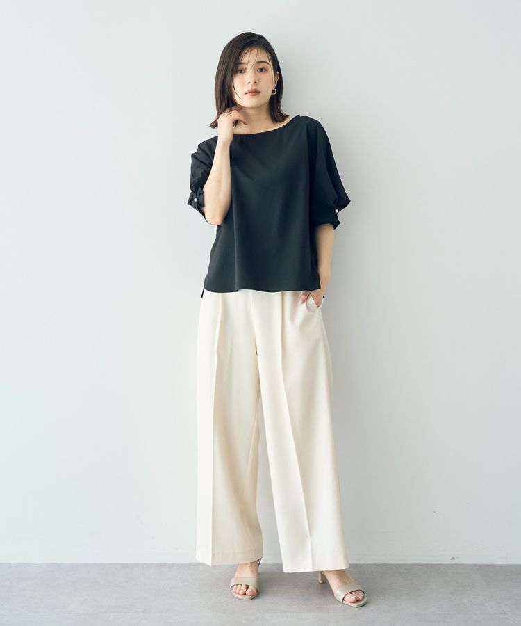 YECCA VECCA「タックパールスリーブサッカーブラウス」|シャツ・ブラウス|