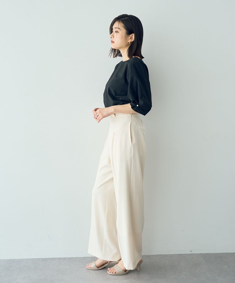 YECCA VECCA「タックパールスリーブサッカーブラウス」|シャツ・ブラウス|