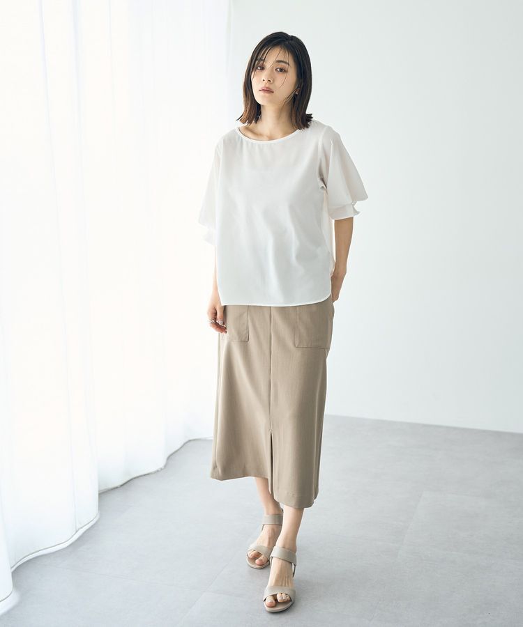 YECCA VECCA「タックパールスリーブサッカーブラウス」|シャツ・ブラウス|