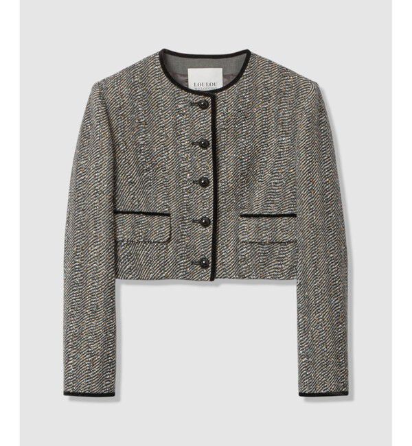 LOULOU WILLOUGHBY「【LOULOU WILLOUGHBY】LINTONラメツイードショートジャケット」|ノーカラージャケット|