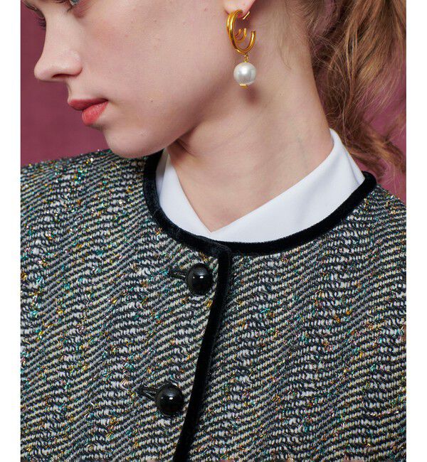 LOULOU WILLOUGHBY「【LOULOU WILLOUGHBY】LINTONラメツイードショートジャケット」|ノーカラージャケット|