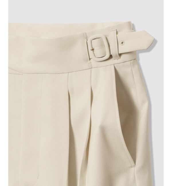 allureville「ウールサテンハイウエストパンツ」|チノ|