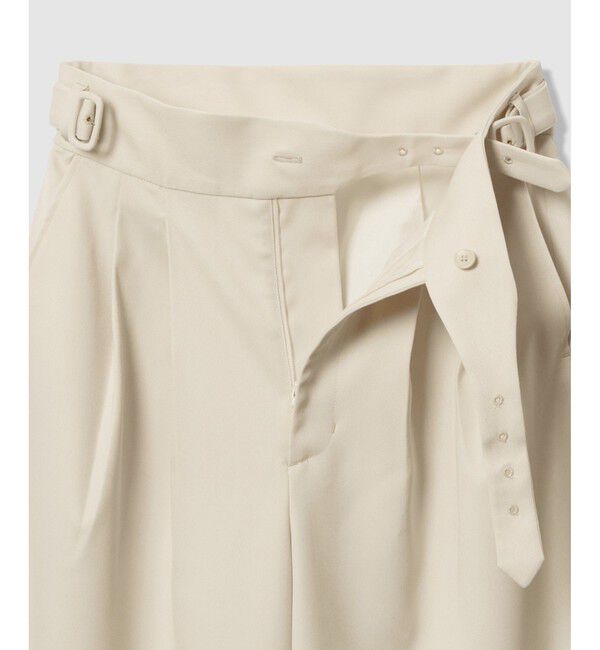 allureville「ウールサテンハイウエストパンツ」|チノ|