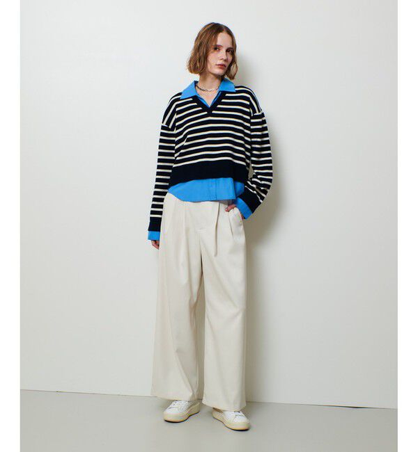 allureville「ウールサテンハイウエストパンツ」|チノ|