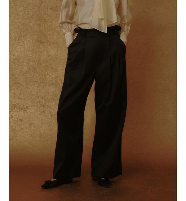 allureville「ウールサテンハイウエストパンツ」|チノ|