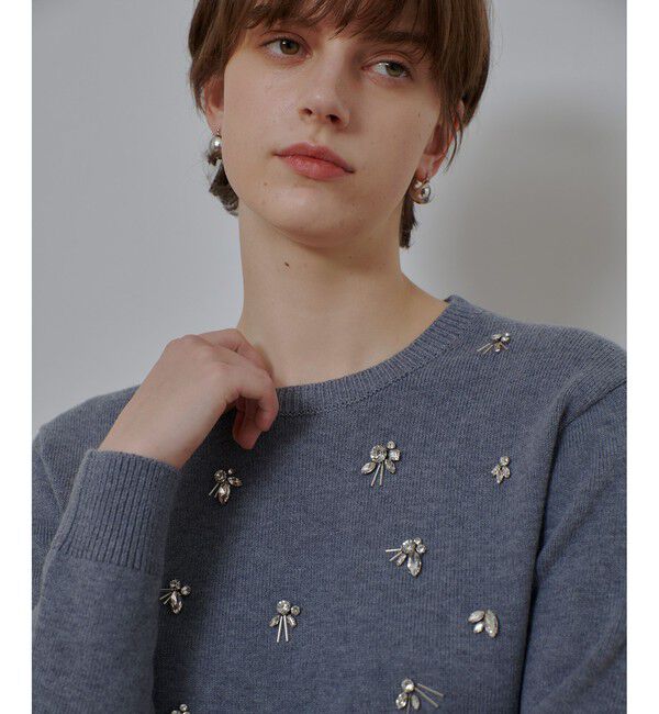 allureville「ビジュープルオーバー」|ニット・セーター|グレー