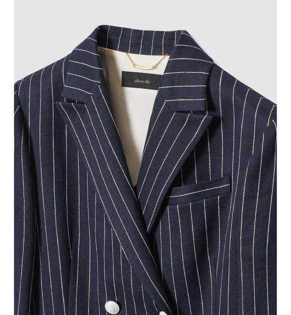 allureville「リネンストライプダブルジャケット」|テーラードジャケット|