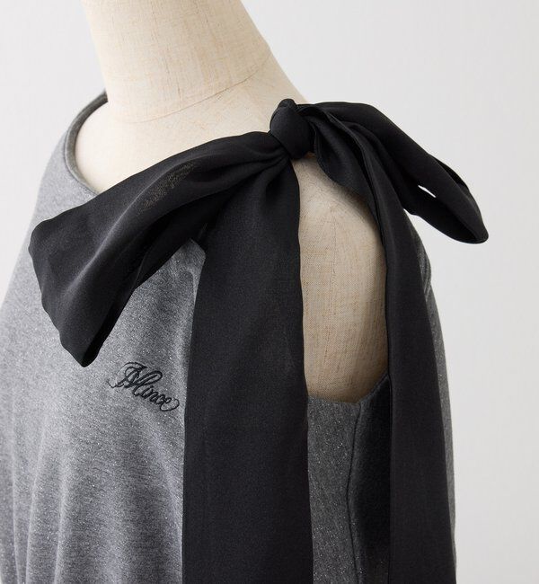  「肩リボン刺繍入りラメトップス」|プルオーバー|