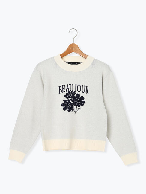 Lugnoncure「フラワーモチーフロゴニットプルオーバー」|ニット・セーター|オフホワイト