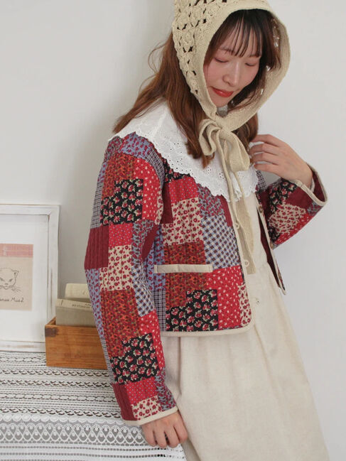 Samansa Mos2「花柄パッチワーク風キルトジャケット」|その他|