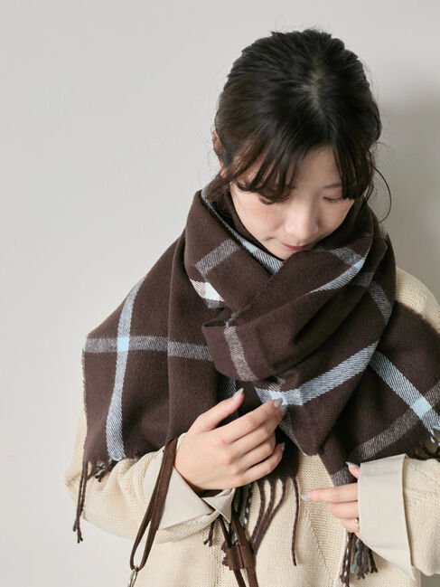 Samansa Mos2 blue「チェックマフラー」|その他|