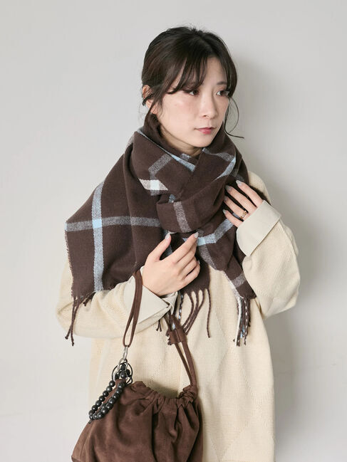 Samansa Mos2 blue「チェックマフラー」|その他|