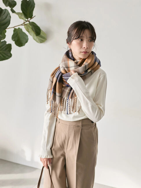 Samansa Mos2 blue「チェックマフラー」|その他|